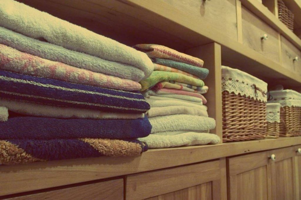 towels in laundry cabinets